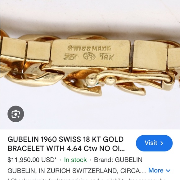 Gubelin (swiss brand) Elegant 18k Gold and Green Emerald Bracelet- 32.7grams - Picture 9 of 10